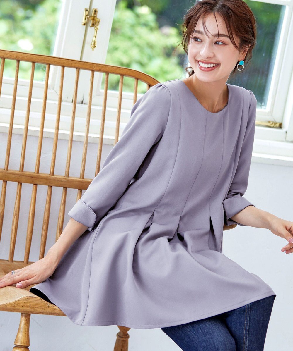 Tiaclasse L 【洗える】ダブルラインタックチュニック 