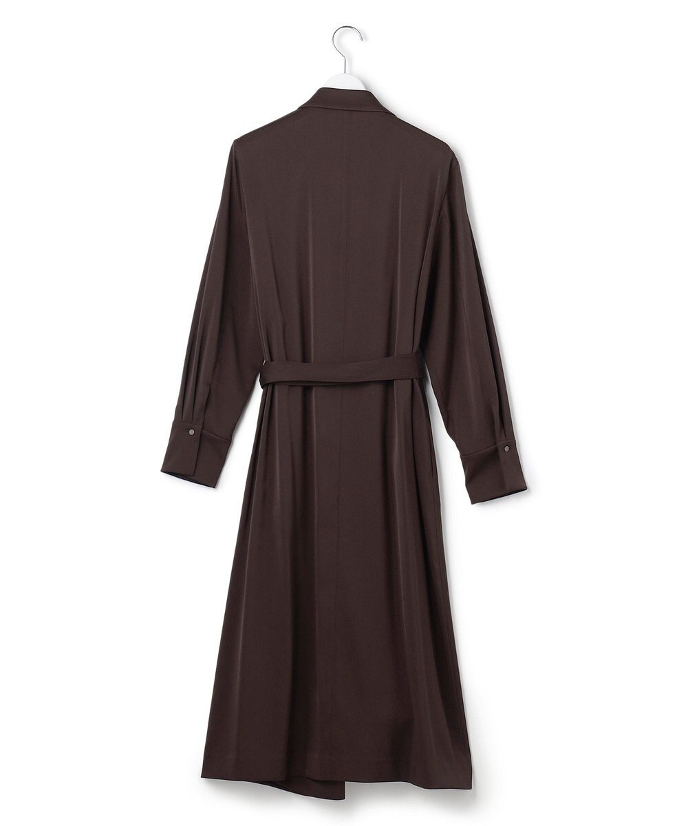 ICB L 【洗える】ストレッチダブルサテン テーラーカラー ラップワンピース 