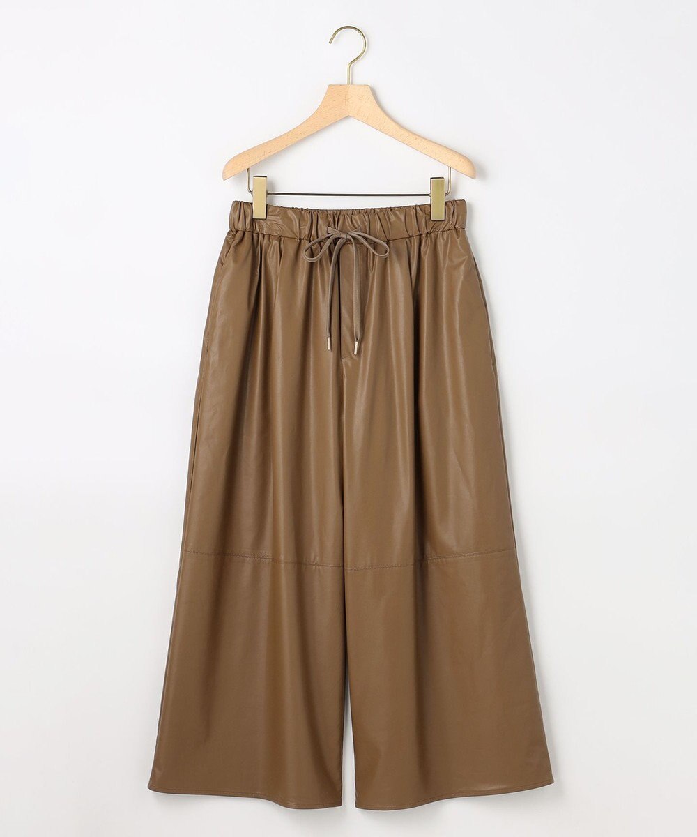 組曲 L レザーライク  クロップド ドロストワイドパンツ 