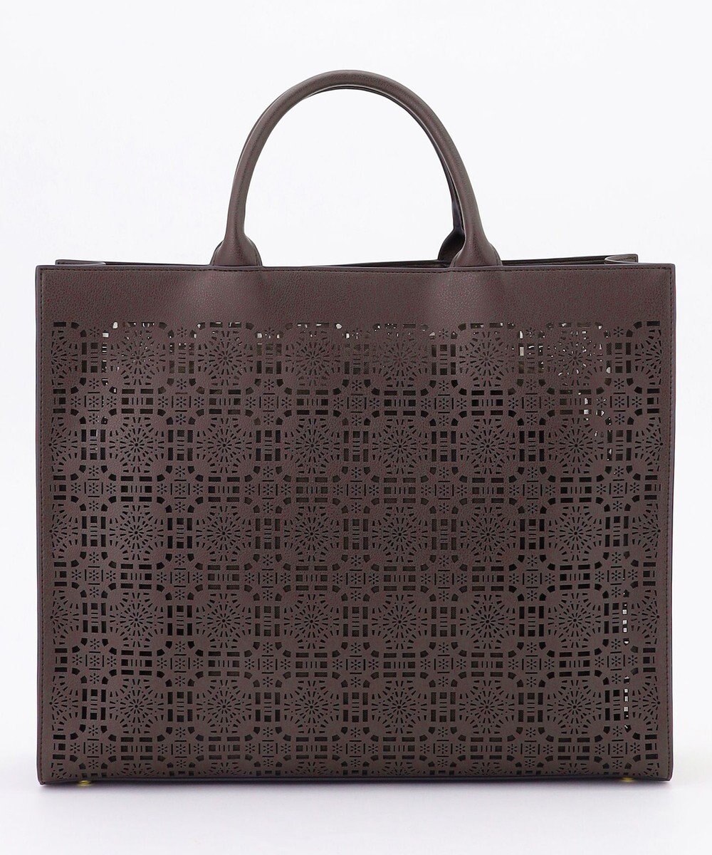 自由区 【カタログ掲載・巾着袋付き・A4サイズ収納可】パンチングレース トート 