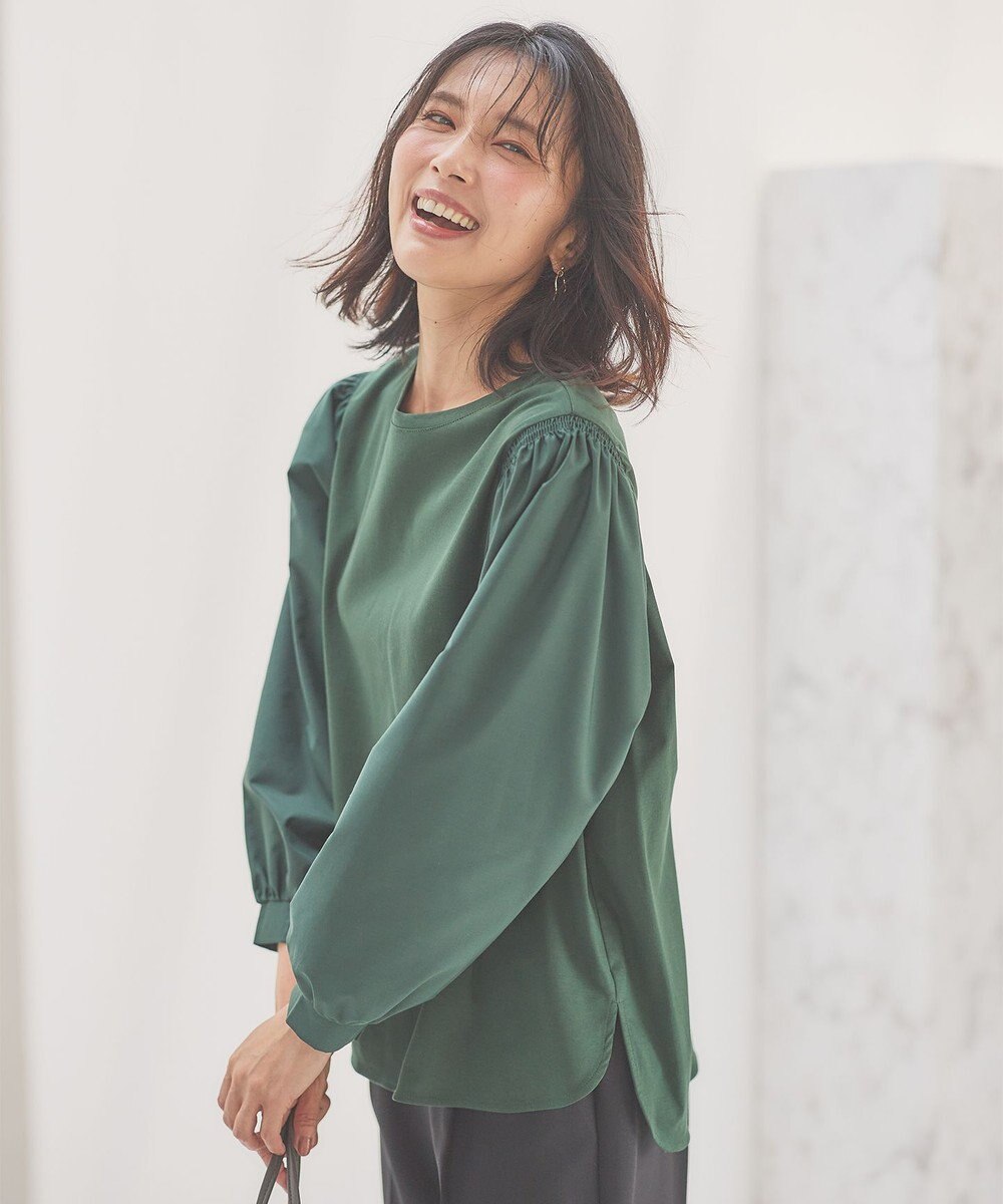 ANY L 【洗濯機可】着映えるシャーリングトップス 