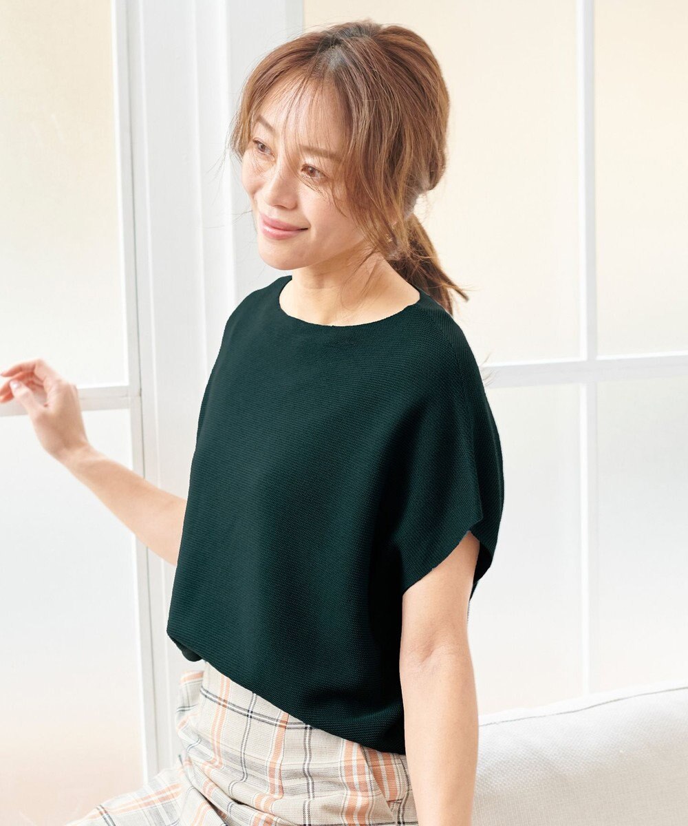 ANY L 【洗濯機可能/アンチピリング/UVケア】アクリルガーターコクーンニット 