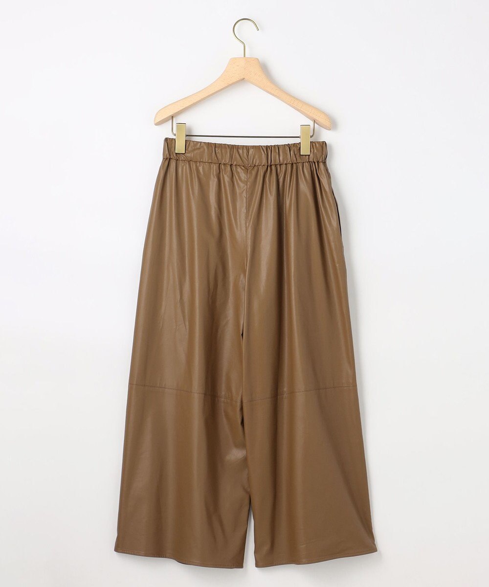 組曲 L レザーライク  クロップド ドロストワイドパンツ 