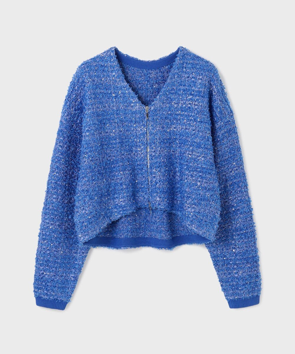 GRACE CONTINENTAL ツイードニットzipカーディガン 