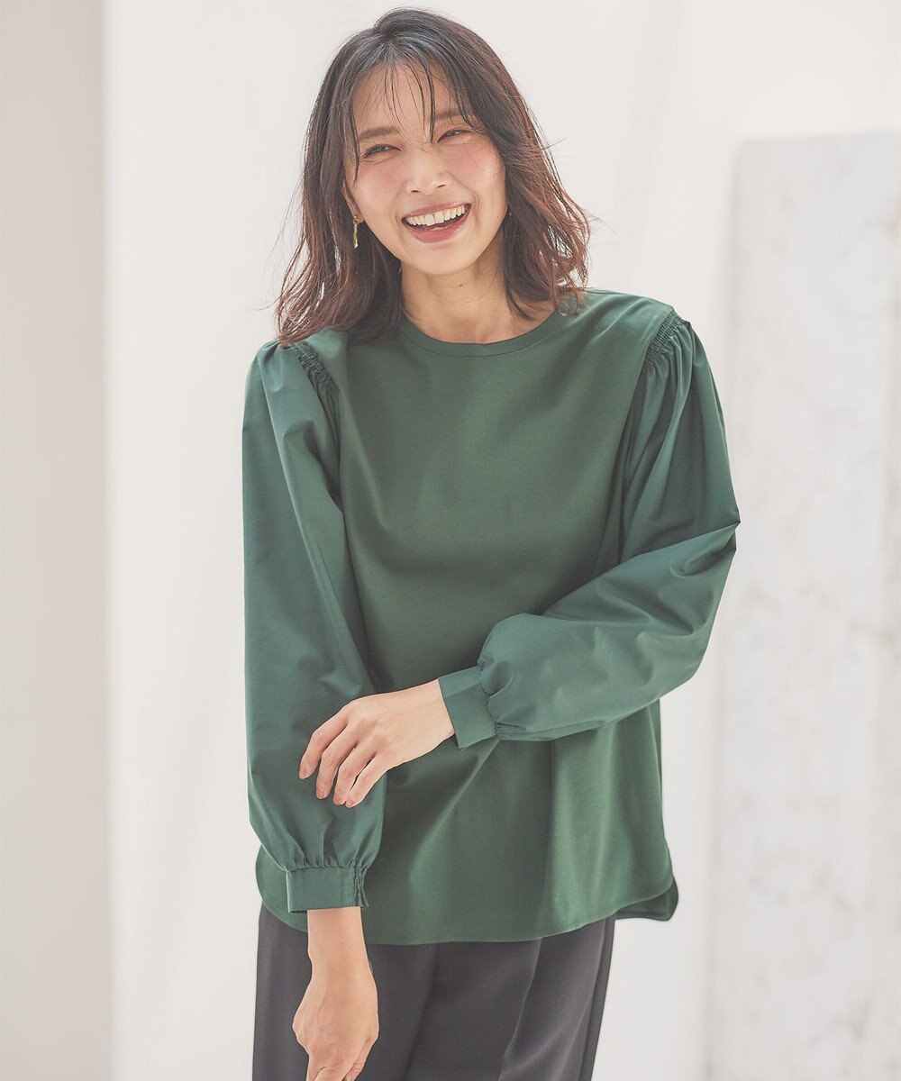 ANY L 【洗濯機可】着映えるシャーリングトップス 