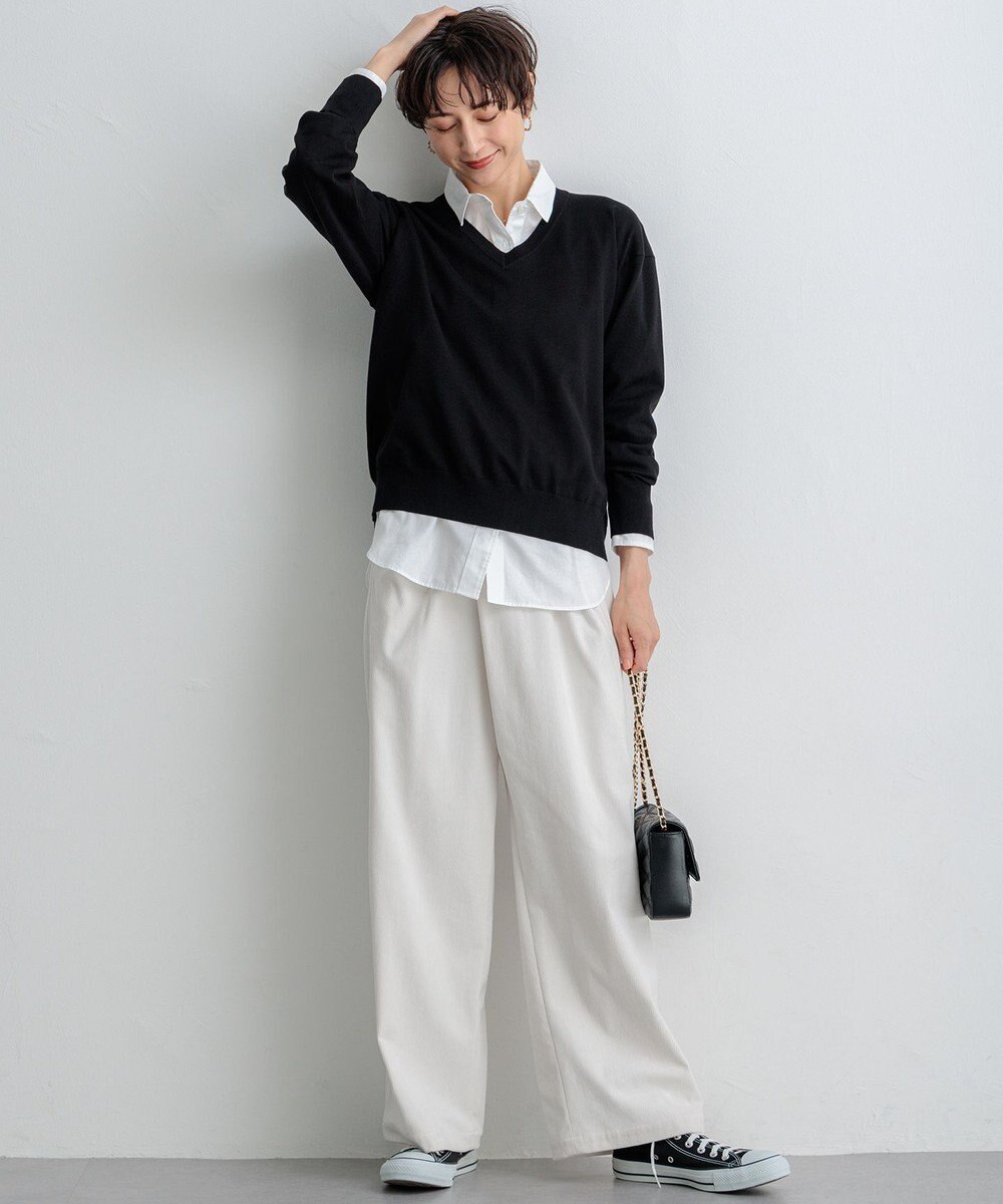 23区 【SLOW/一部店舗限定】コットンシルク Vネック ニット 