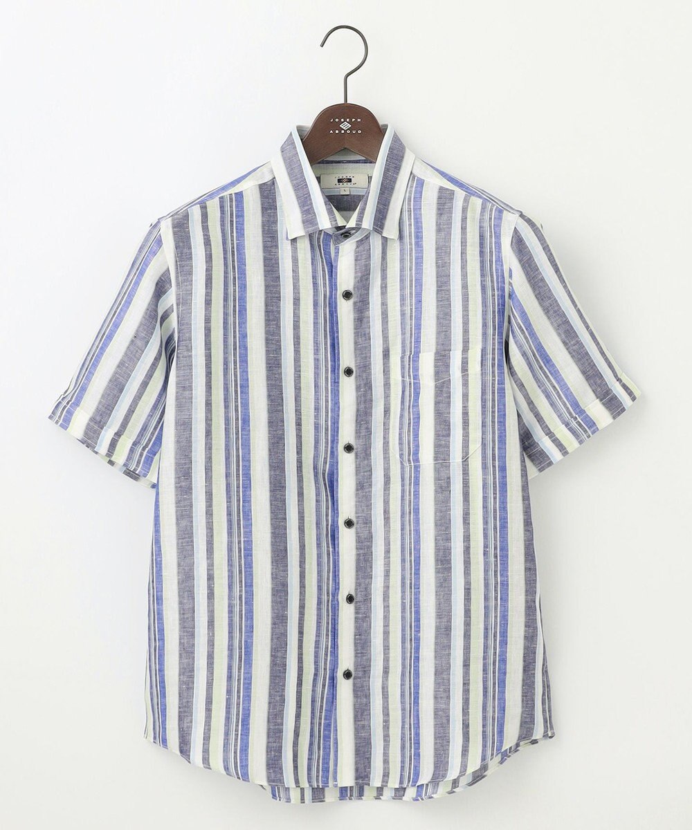 JOSEPH ABBOUD 【麻100％・軽い・涼しい】 モイスチャーリネンストライプシャツ 