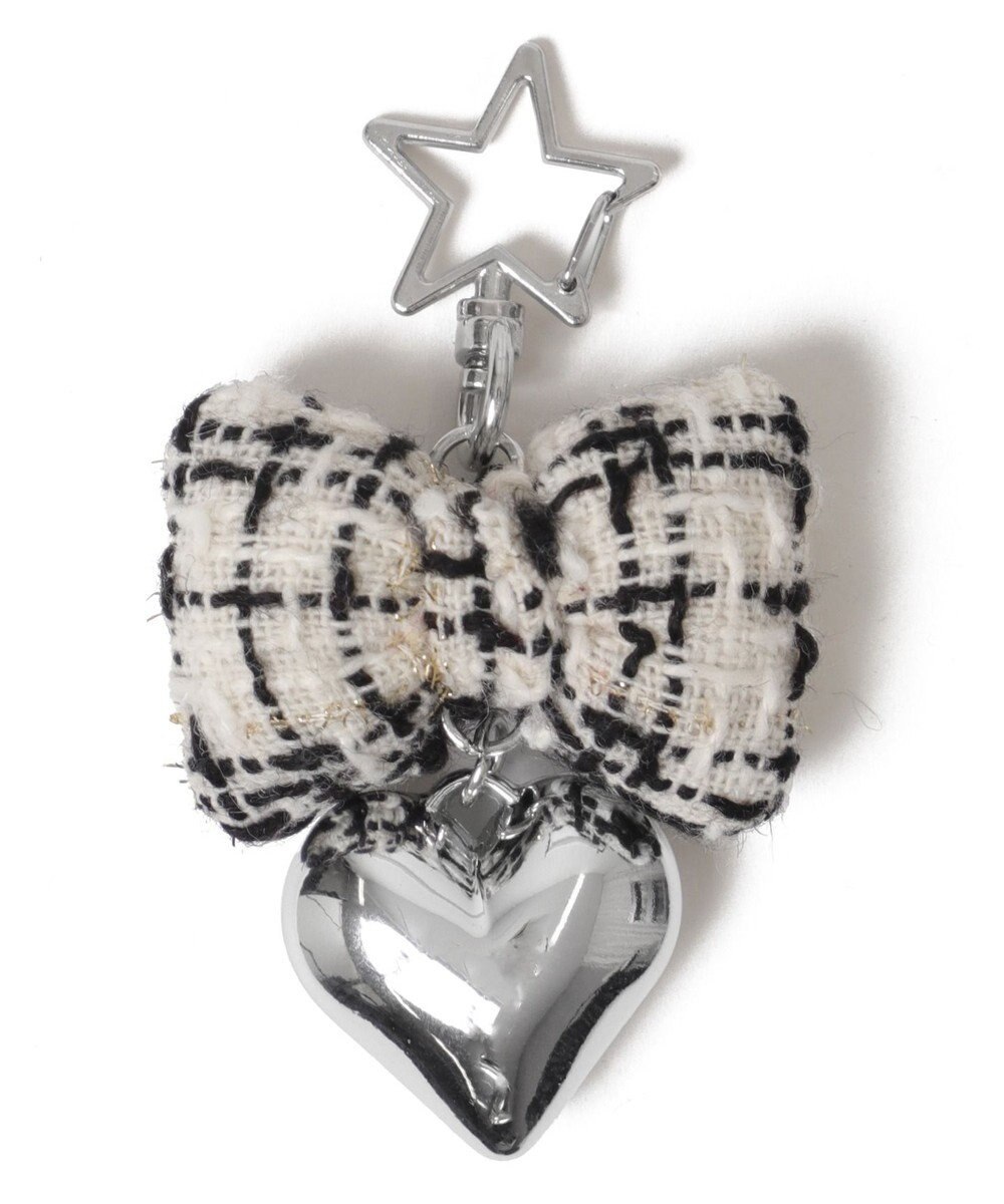 WEGO ツイードリボンハートキーホルダー 