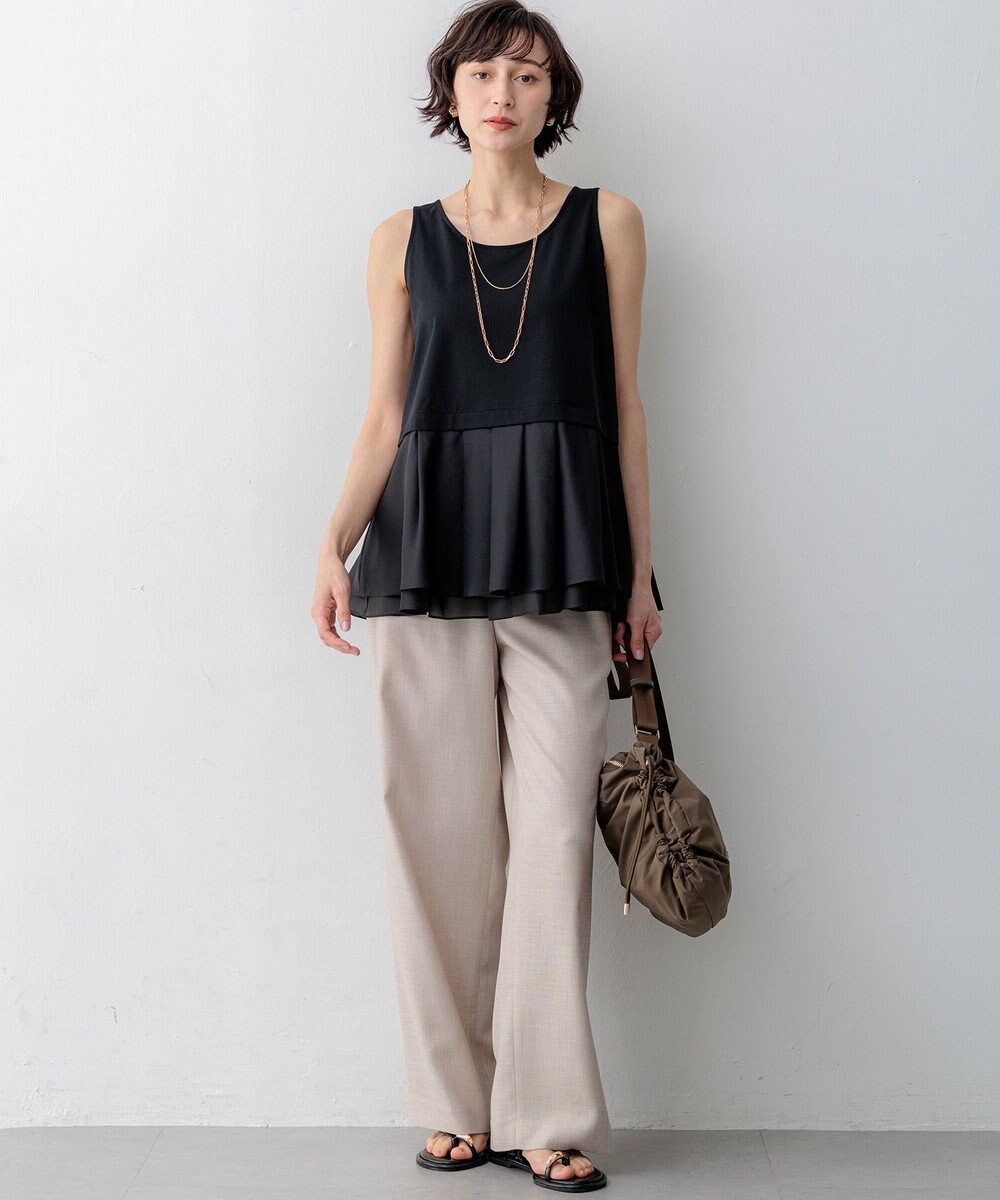 23区 【先行予約】リネンライクグロッシー ワイドパンツ 
