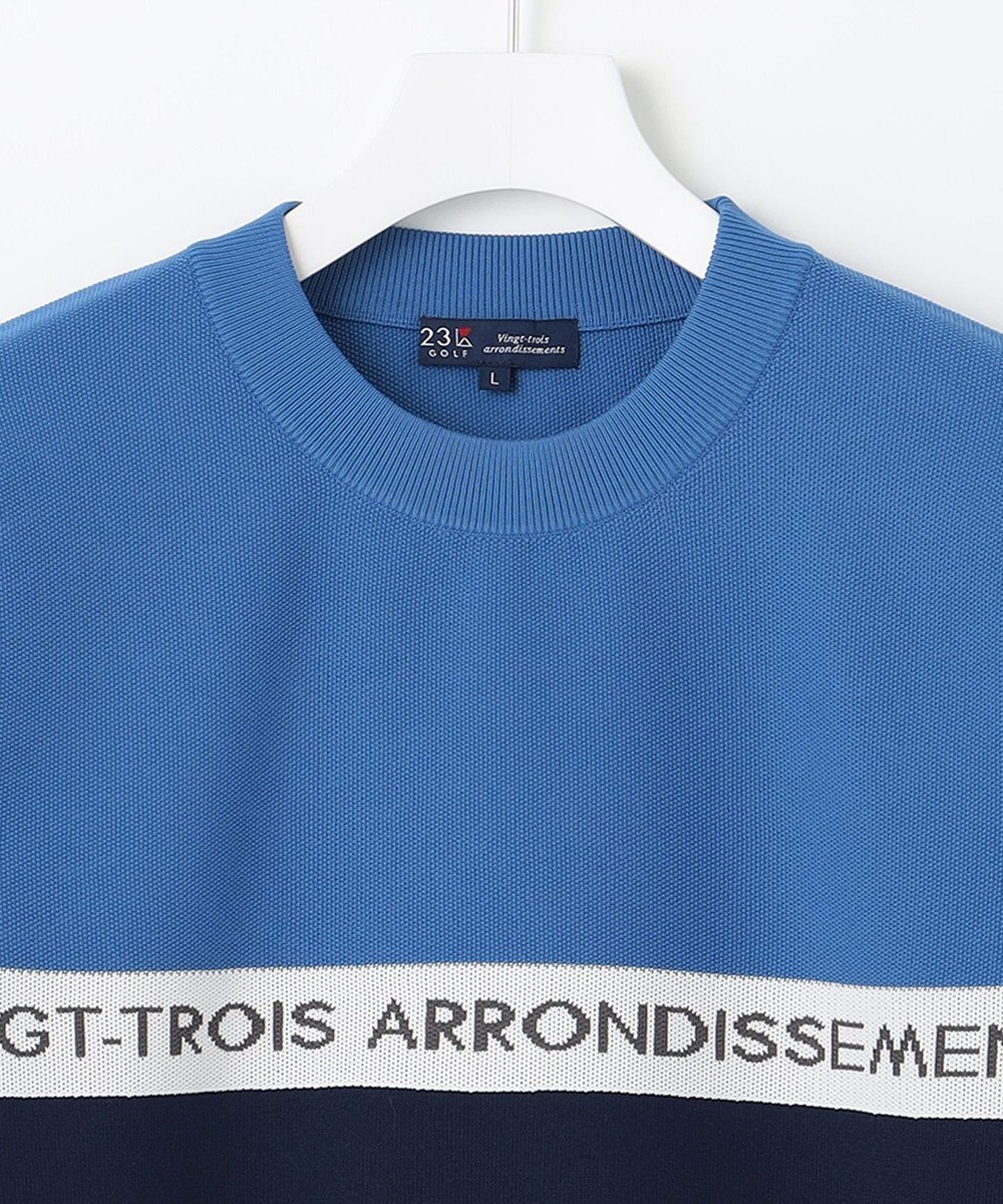 23区GOLF 【MEN】【ウォッシャブル】ロゴライン カラーニット 