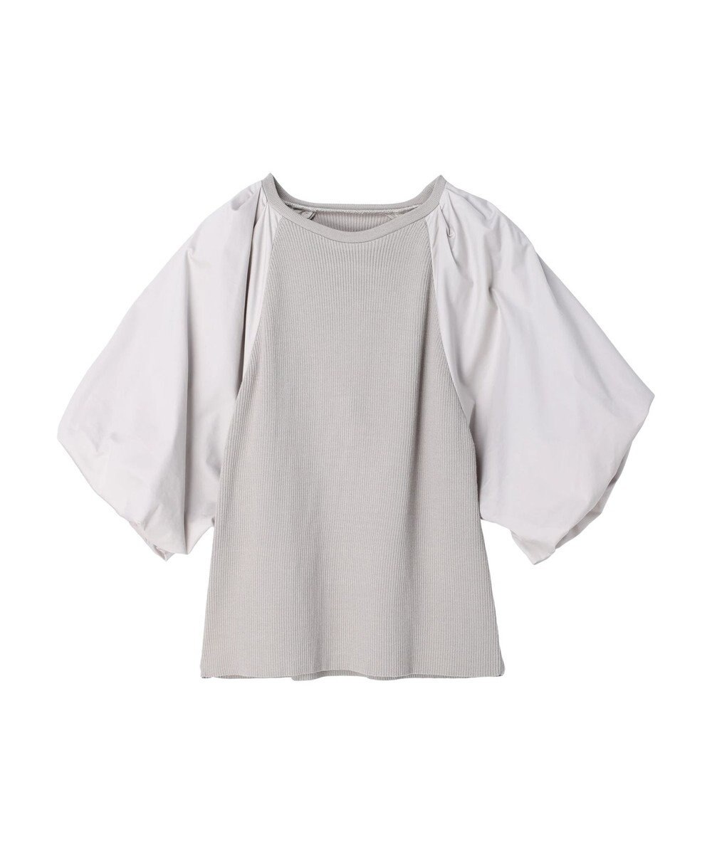 Green Parks armonia．袖布帛ニットプルオーバー 