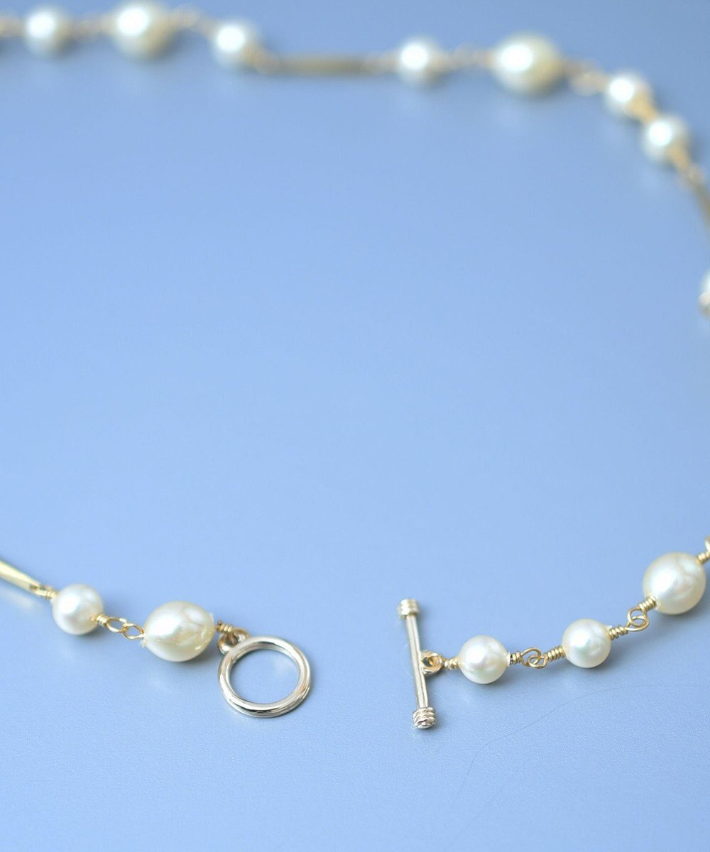 monshiro ガラスパールチェーン ショートネックレス 