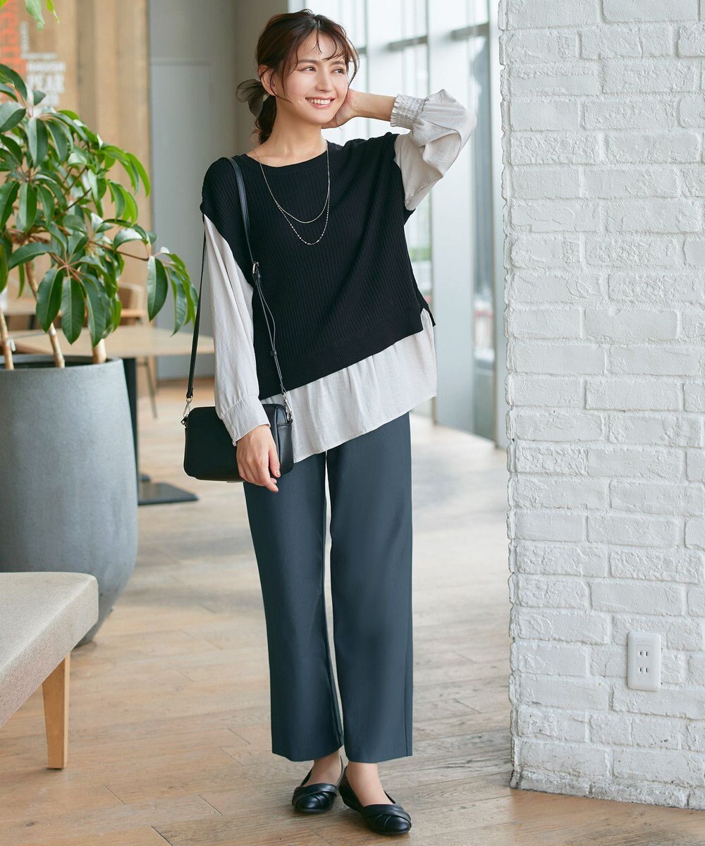 Tiaclasse 【日本製・新色追加・洗える・ストレッチ】エアシルキーワイドパンツ 