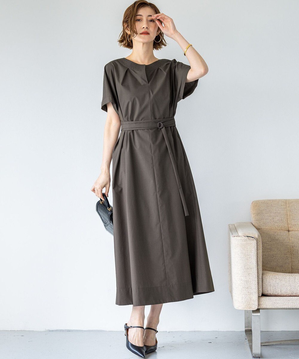 23区 L 【一部店舗限定/UVカット/洗える】タイプライター サック風 ワンピース 