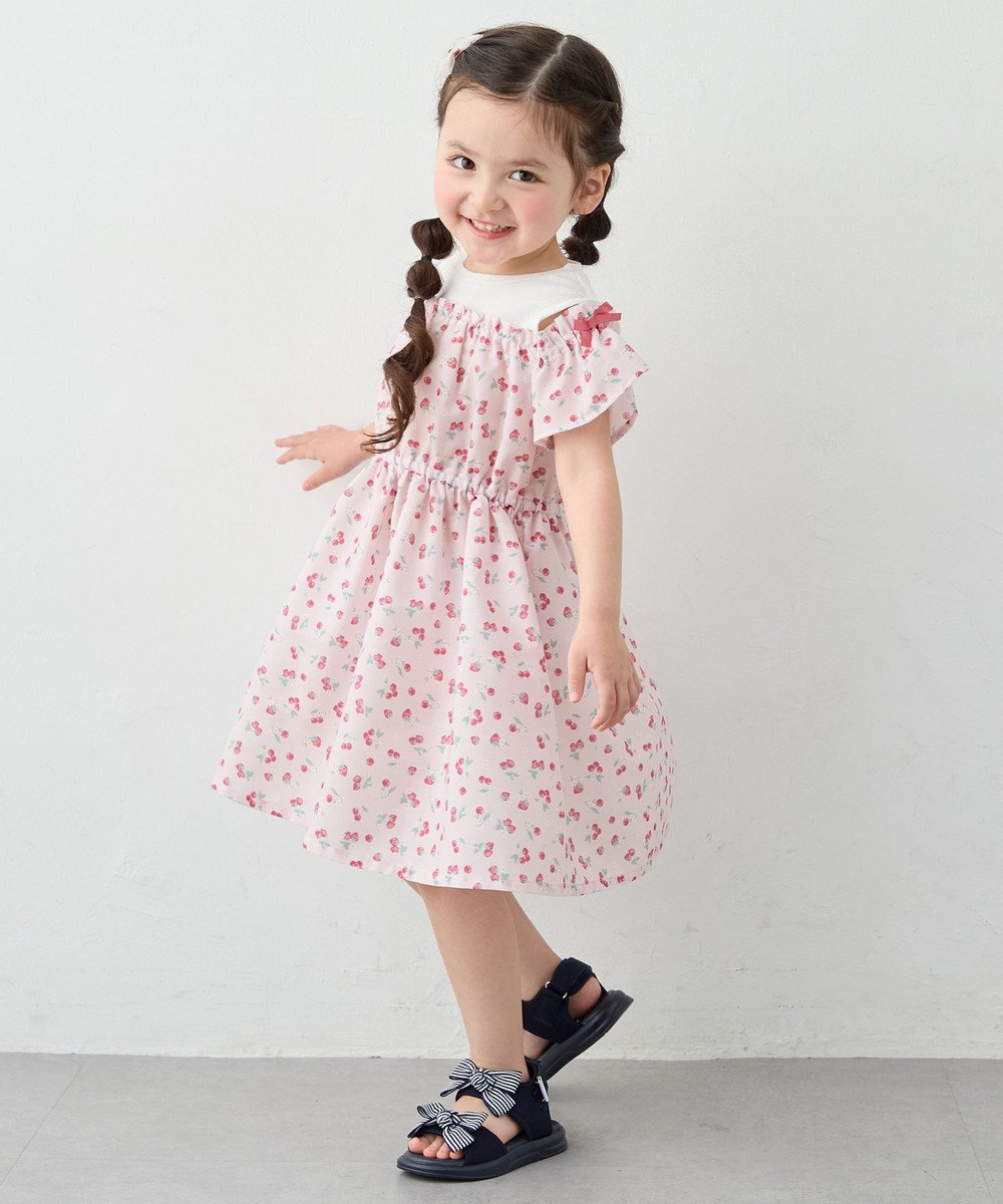 ANY KIDS 【洗濯機可能】オンオフショルダーワンピース 