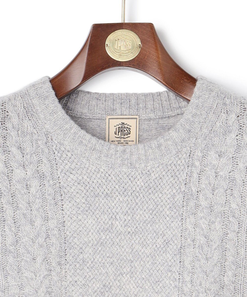 J.PRESS MEN ウール×カシミヤの上質素材【Cash Lamb's Wool】ケーブルクルーネック ニット_25年モデル 