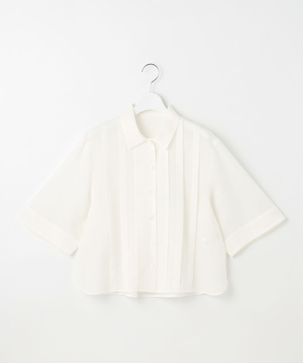 自由区 【カタログ掲載・接触冷感・洗える】シアーラミーローンクロップド丈 ブラウス 