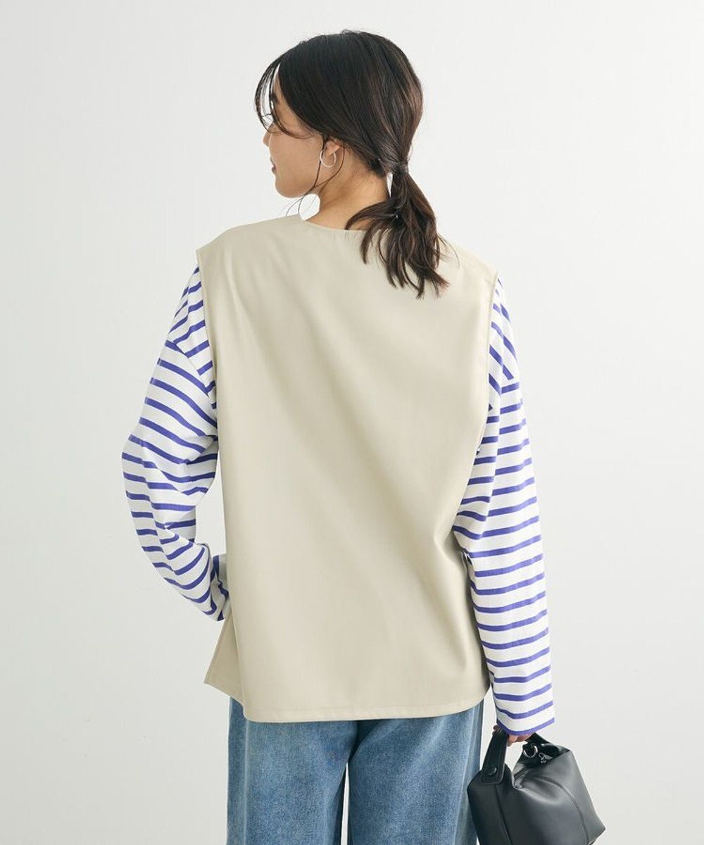 Green Parks フェイクレザーＶネックベスト 