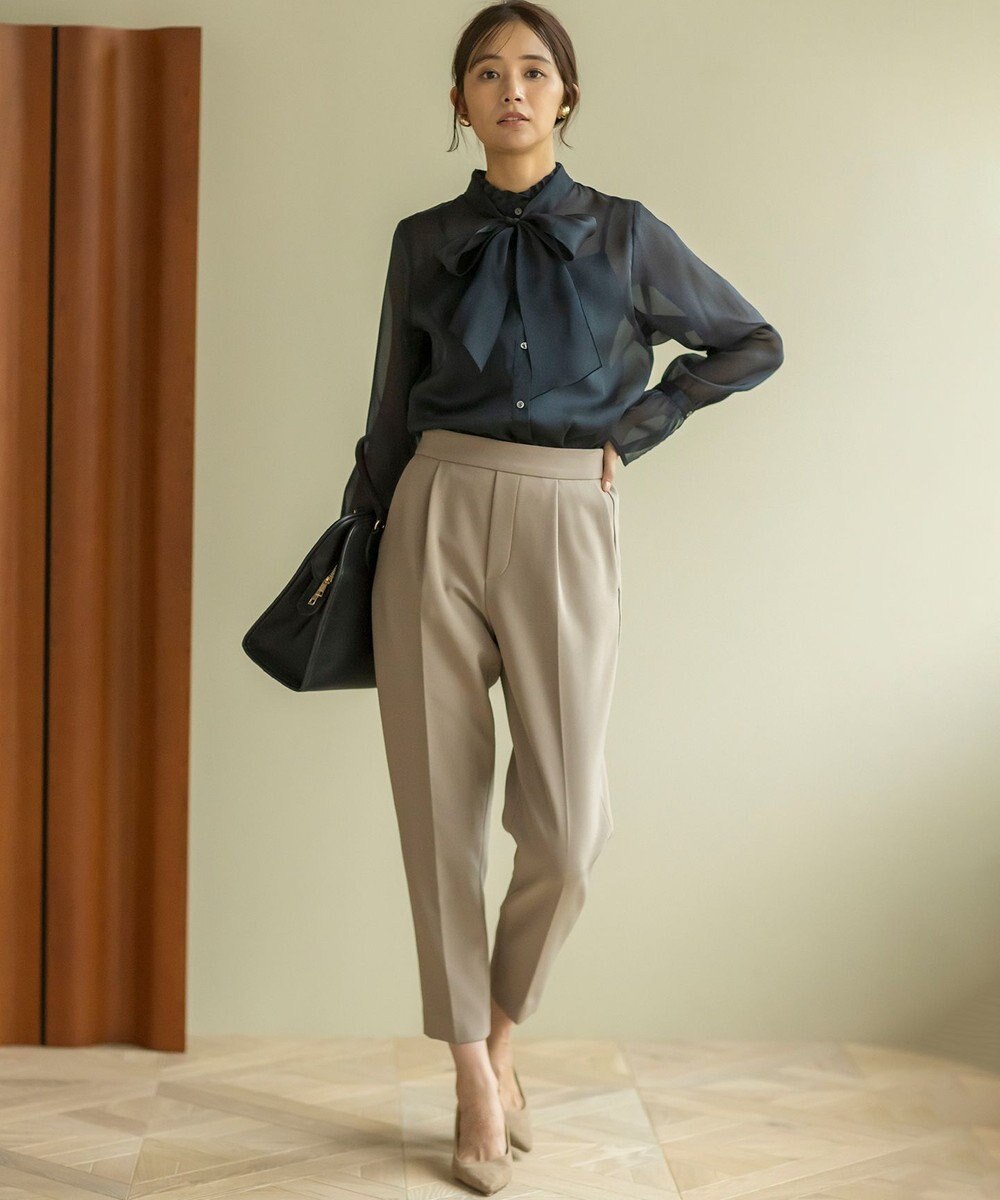 組曲 【暖かい・美シルエット・ストレッチ】バックウォーム テーパードパンツ 