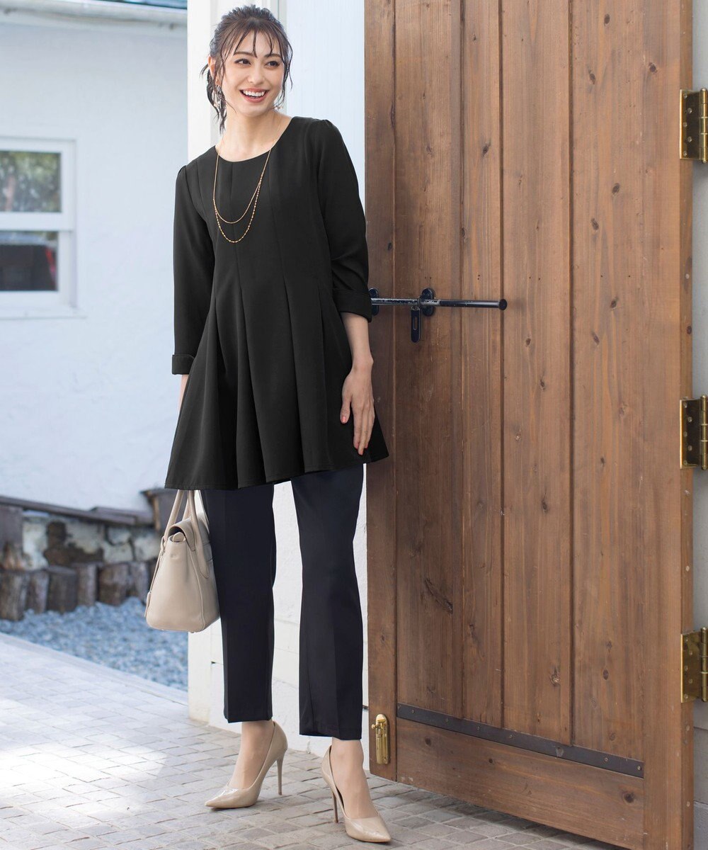 Tiaclasse L 【洗える】美脚効果も叶うリボン付きテーパードパンツ 