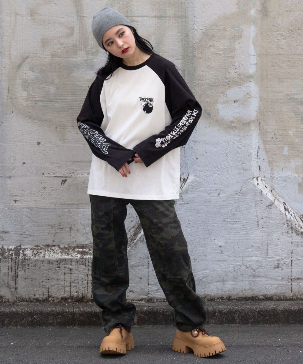 WEGO 【ユニセックス着用ITEM/MLサイズ展開】スリーブロゴグラフィックラグランT（LS） 