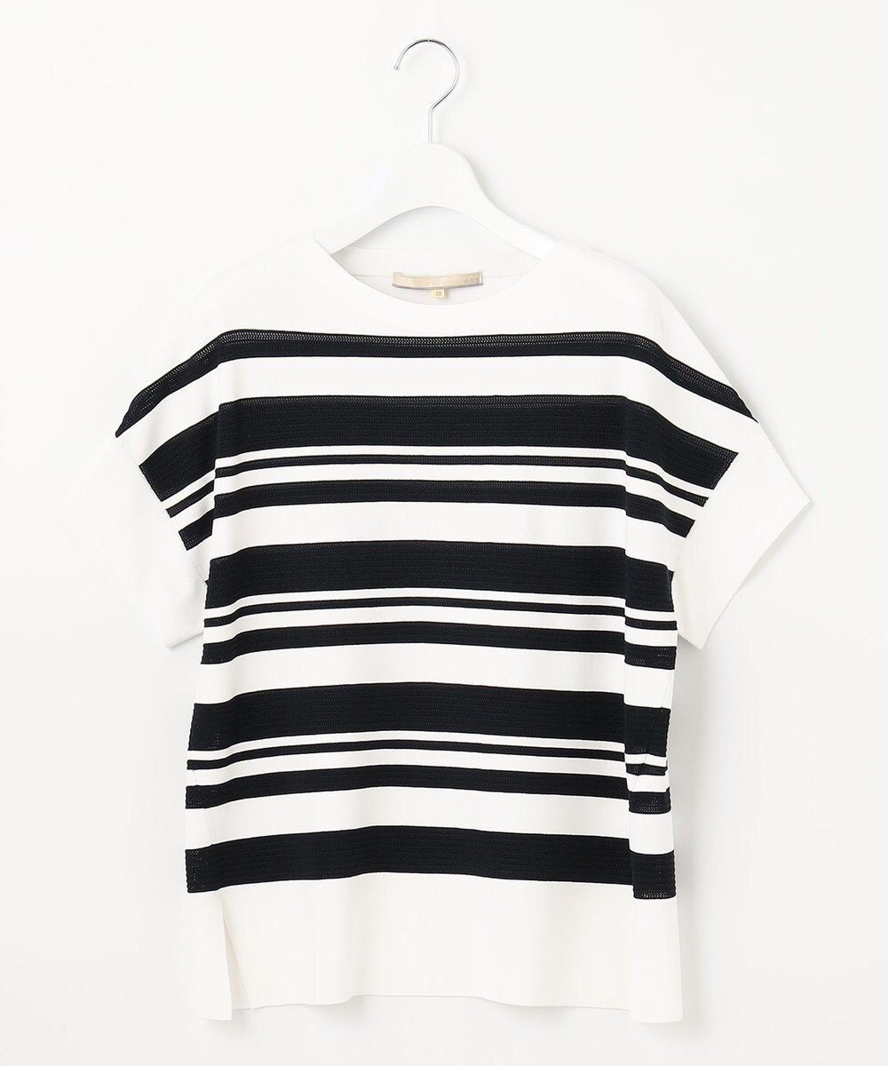 自由区 【洗える】クレープストレッチボーダー ニット 