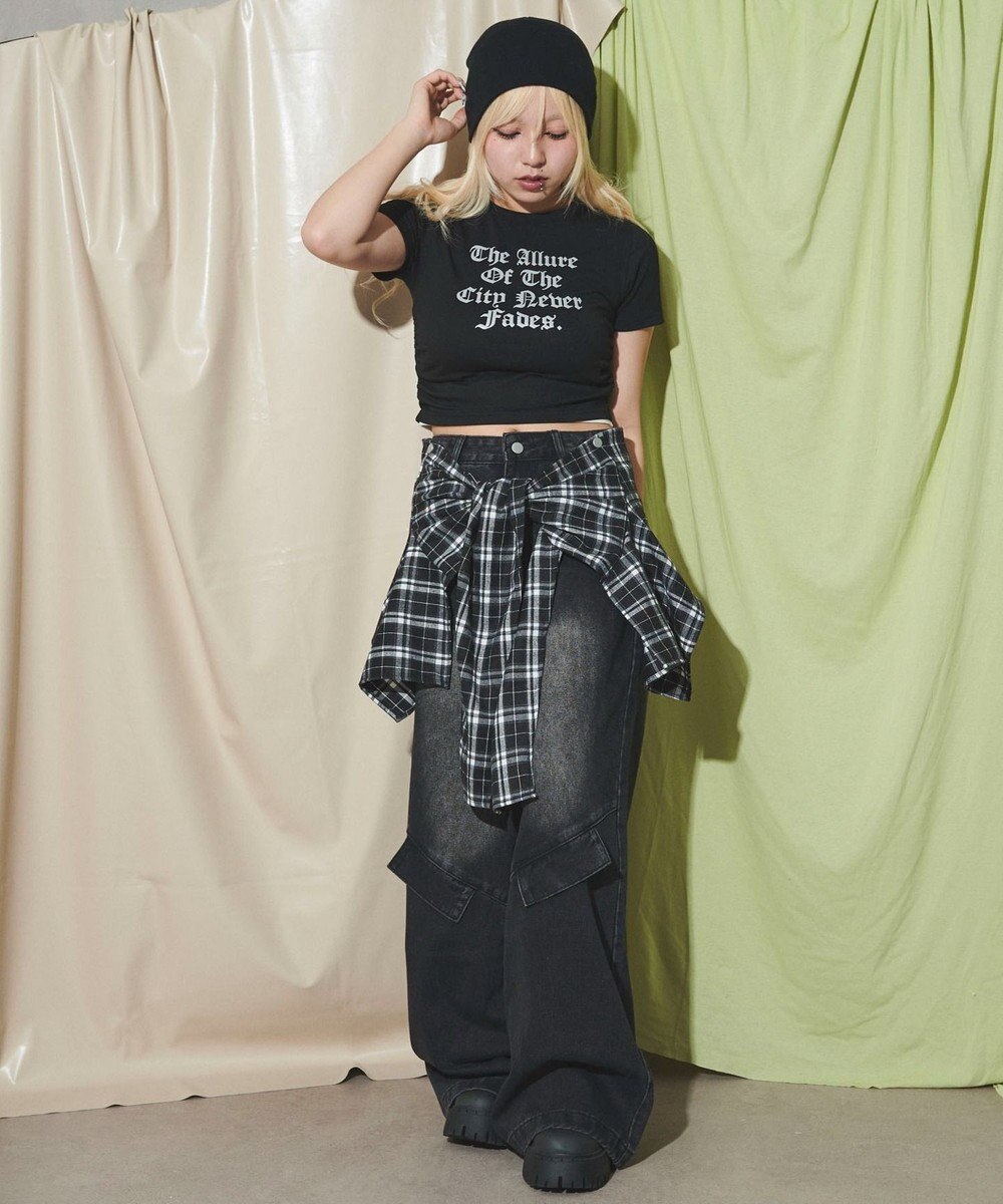 WEGO フェイクシャツスリーブデニム 