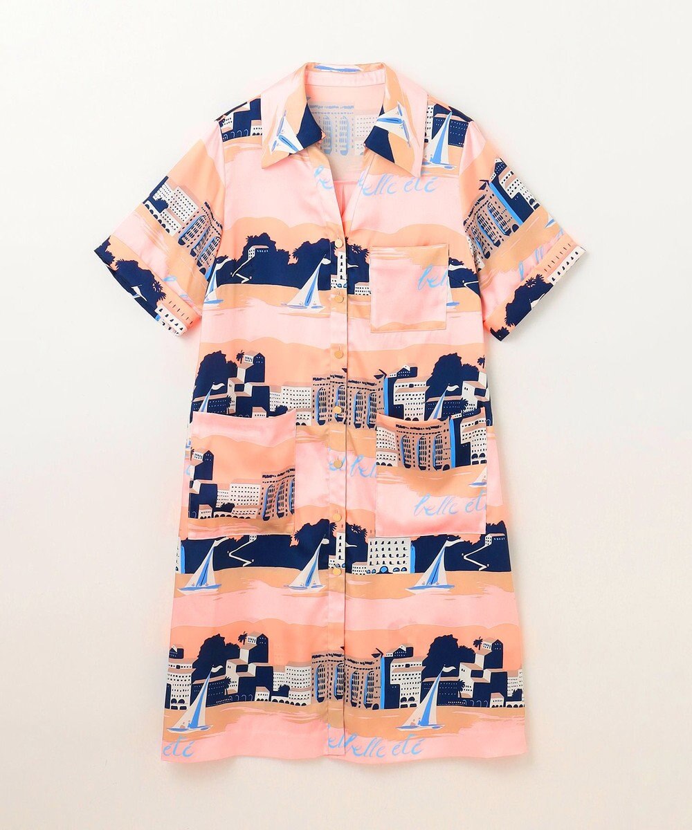 GRACE CONTINENTAL マリンプリントシャツドレス 