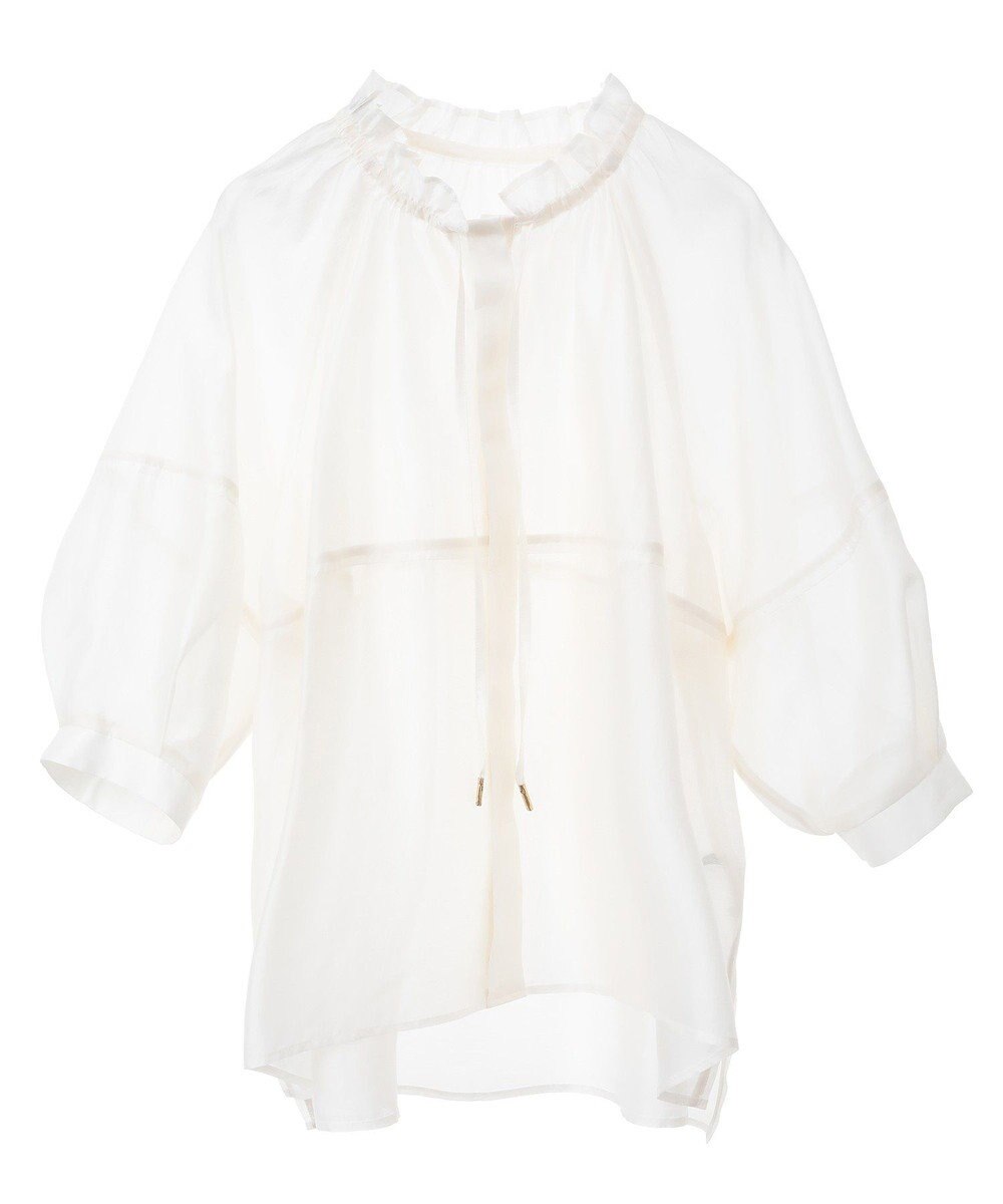 YECCA VECCA バルーンスリーブシアーシャツ 