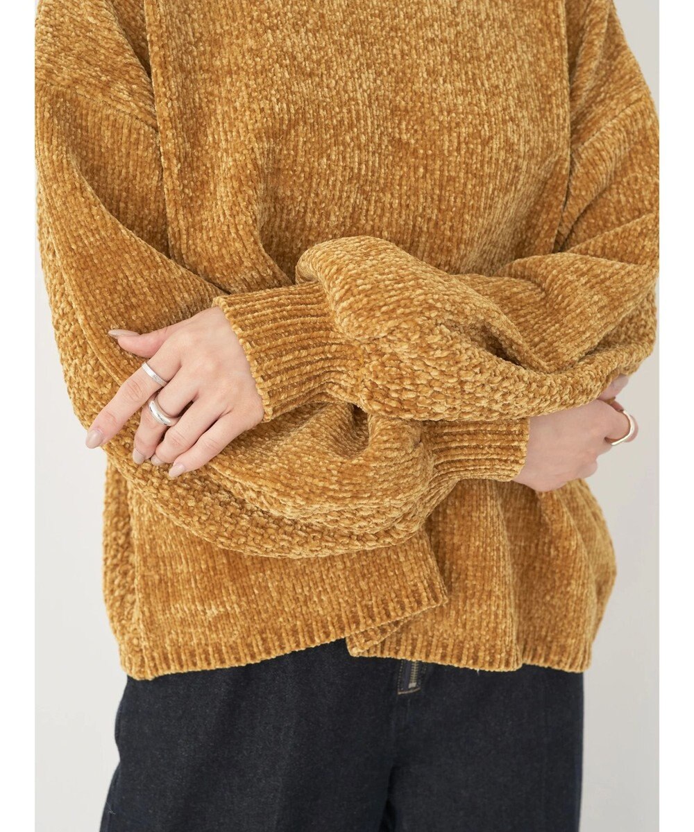 earth music&ecology シャイニーベロアモールプルオーバー 