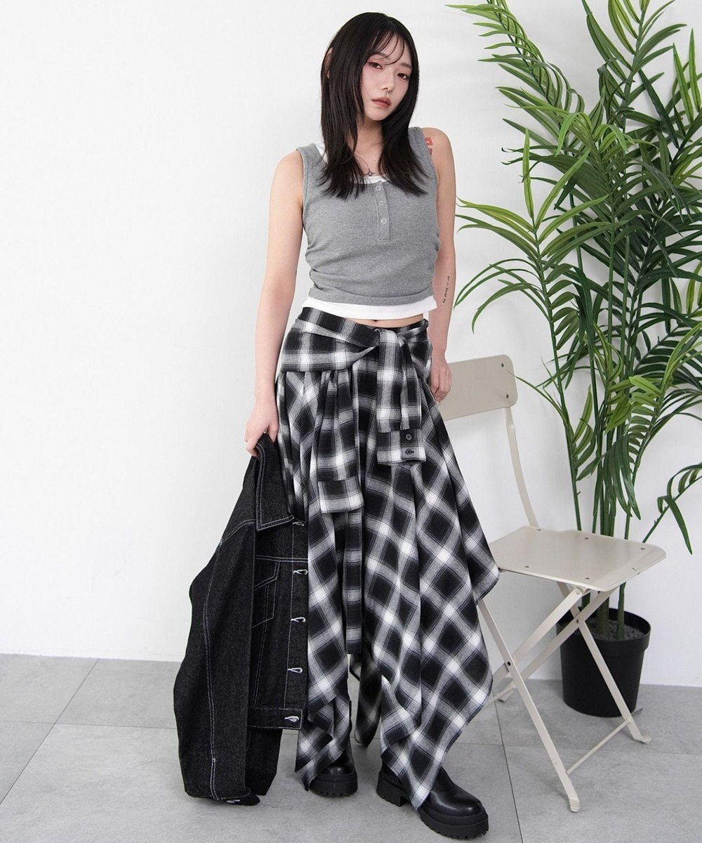 WEGO 【カップ付き】レイヤードデザインカップインタンク 