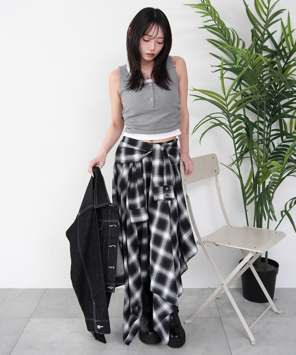 WEGO 【カップ付き】レイヤードデザインカップインタンク 