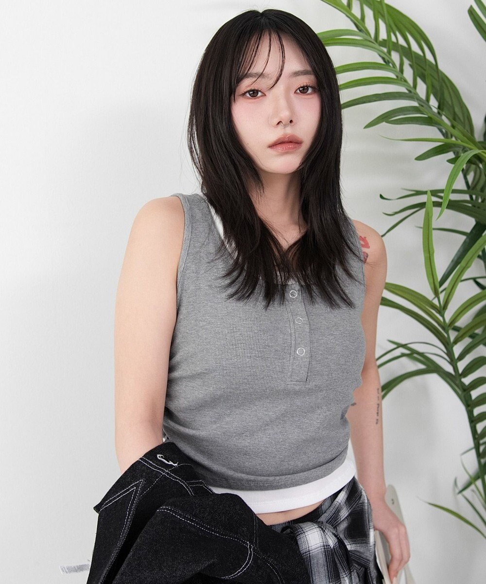 WEGO 【カップ付き】レイヤードデザインカップインタンク 