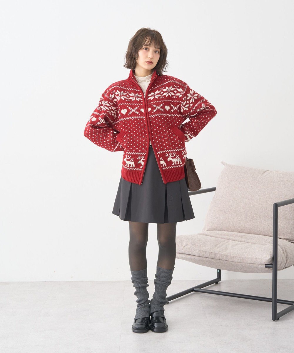 earth music&ecology ダブルzipノルディックカウチンニットカーディガン 