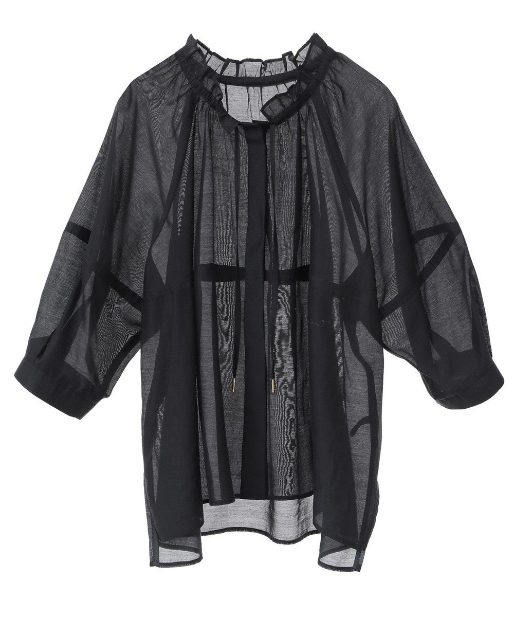 YECCA VECCA バルーンスリーブシアーシャツ 