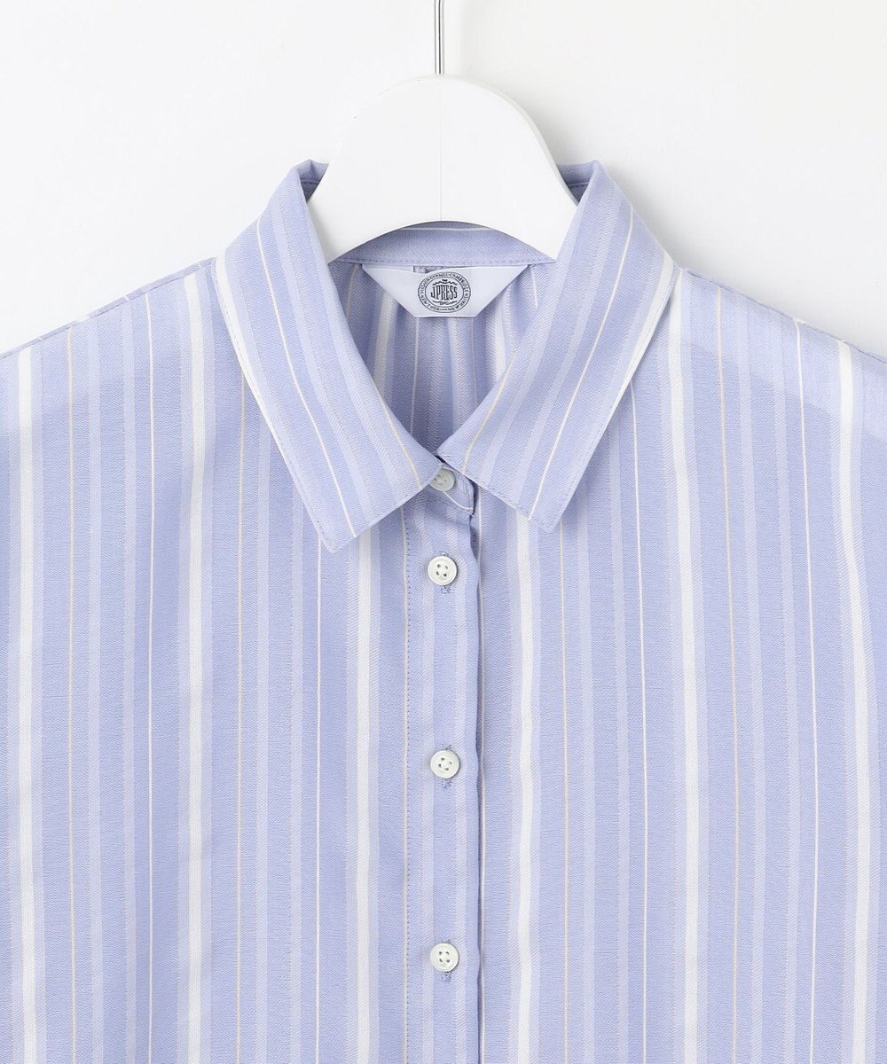 J.PRESS LADIES L 【洗える】SHEERストライプ ペプラム シャツ ブラウス 