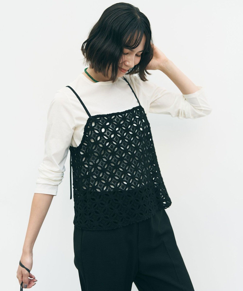 UNFILO 【2点セット】ラッセルレース キャミレイヤード Tシャツ 