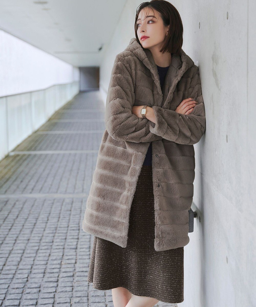 Tiaclasse ラメツイードAラインフレアスカート 