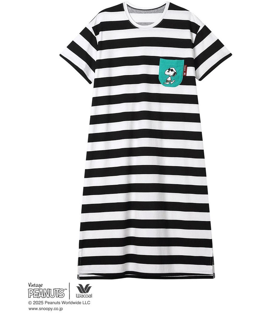 WACOAL ワコール_リラックス＆スリープ ネグリジェ 4分袖 綿100%(本体) PEANUTS スヌーピー ロング丈(ふくらはぎ付近) レディース FNT156 /ワコール 