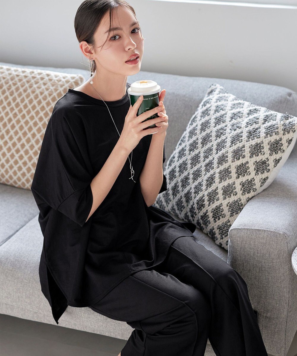 Tiaclasse 【接触冷感・洗える】イージーカットソーピンタックパンツ 