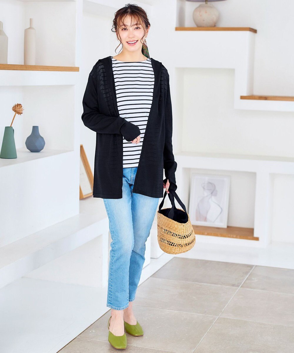 Tiaclasse 【洗える】UVケア機能付きサマーニットロングジップパーカー 