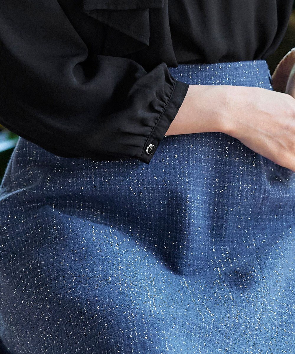 Tiaclasse L 【洗える】ラメツイードAラインフレアスカート 