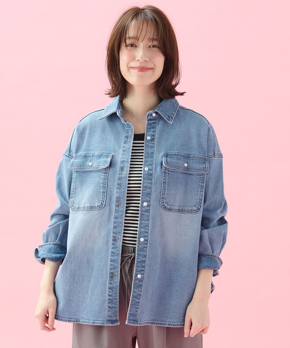 ANY 【洗濯機可/ストレッチ】デニムシャツ 