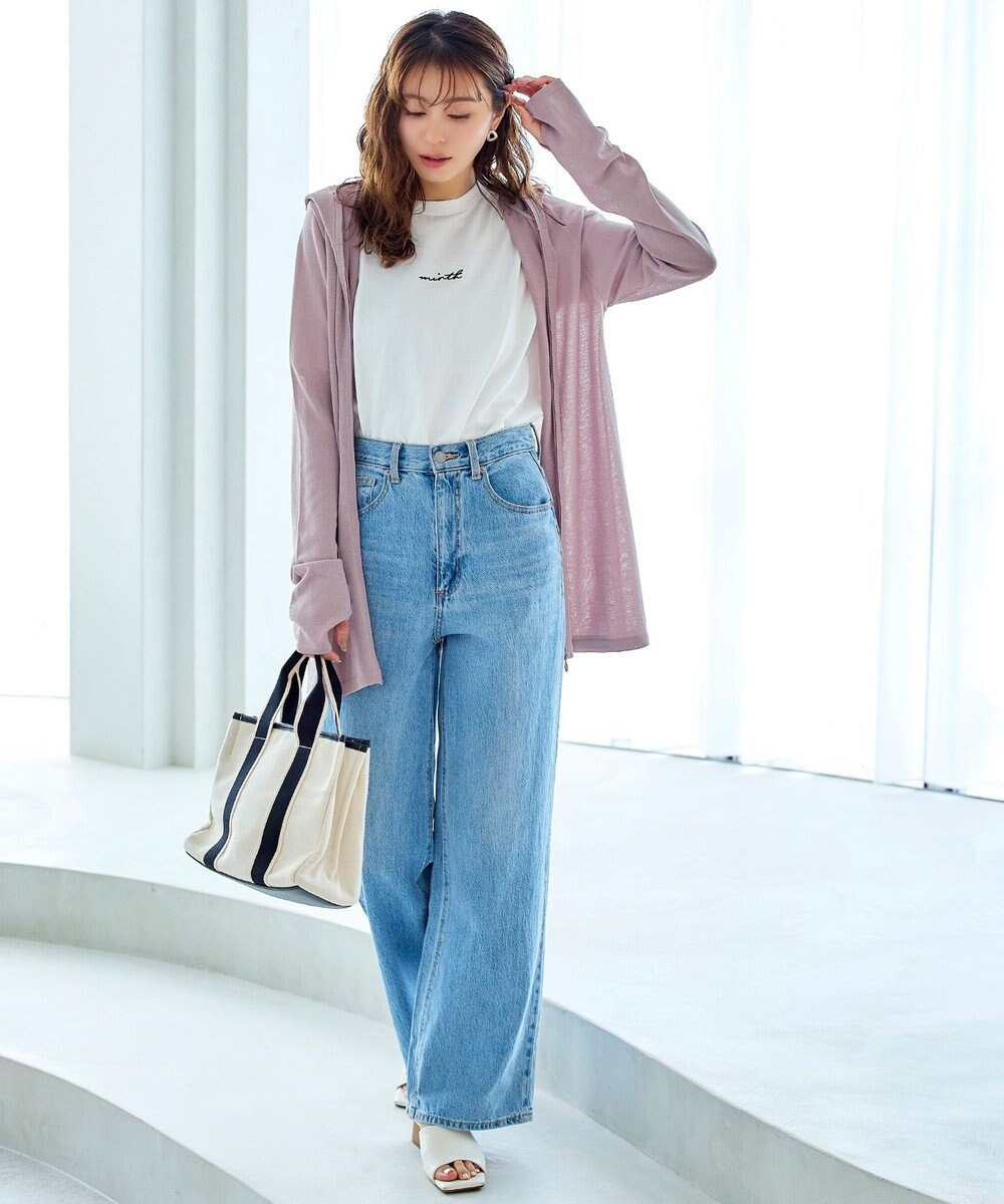 Tiaclasse 【洗える】UVケア機能付きサマーニットロングジップパーカー 