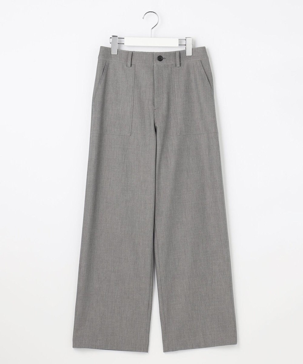 J.PRESS LADIES S シャンブレー2wayストレッチ ワイド ストレート パンツ 