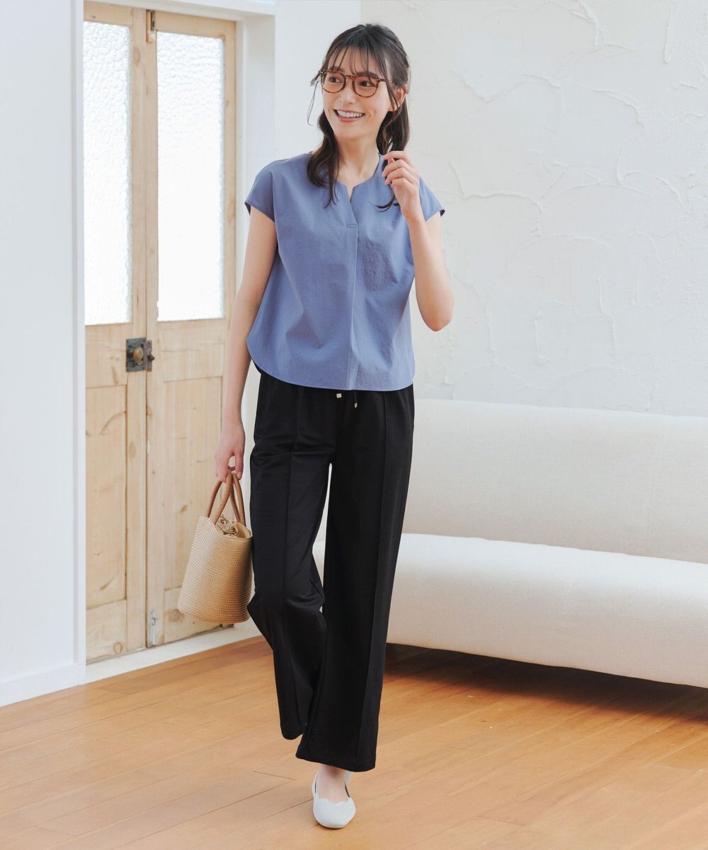 Tiaclasse 【接触冷感・洗える】イージーカットソーピンタックパンツ 