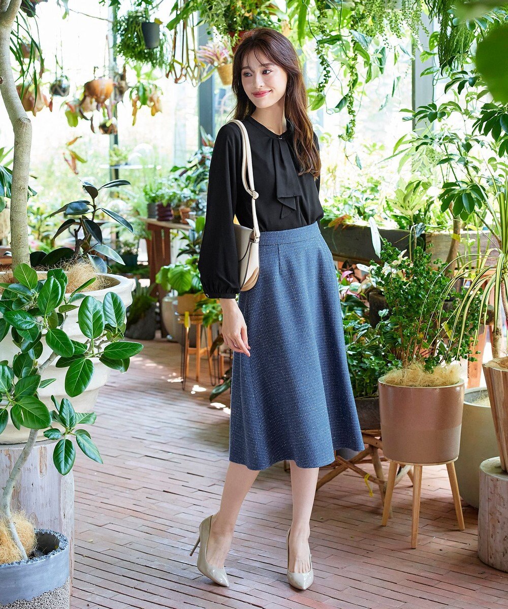 Tiaclasse ラメツイードAラインフレアスカート 