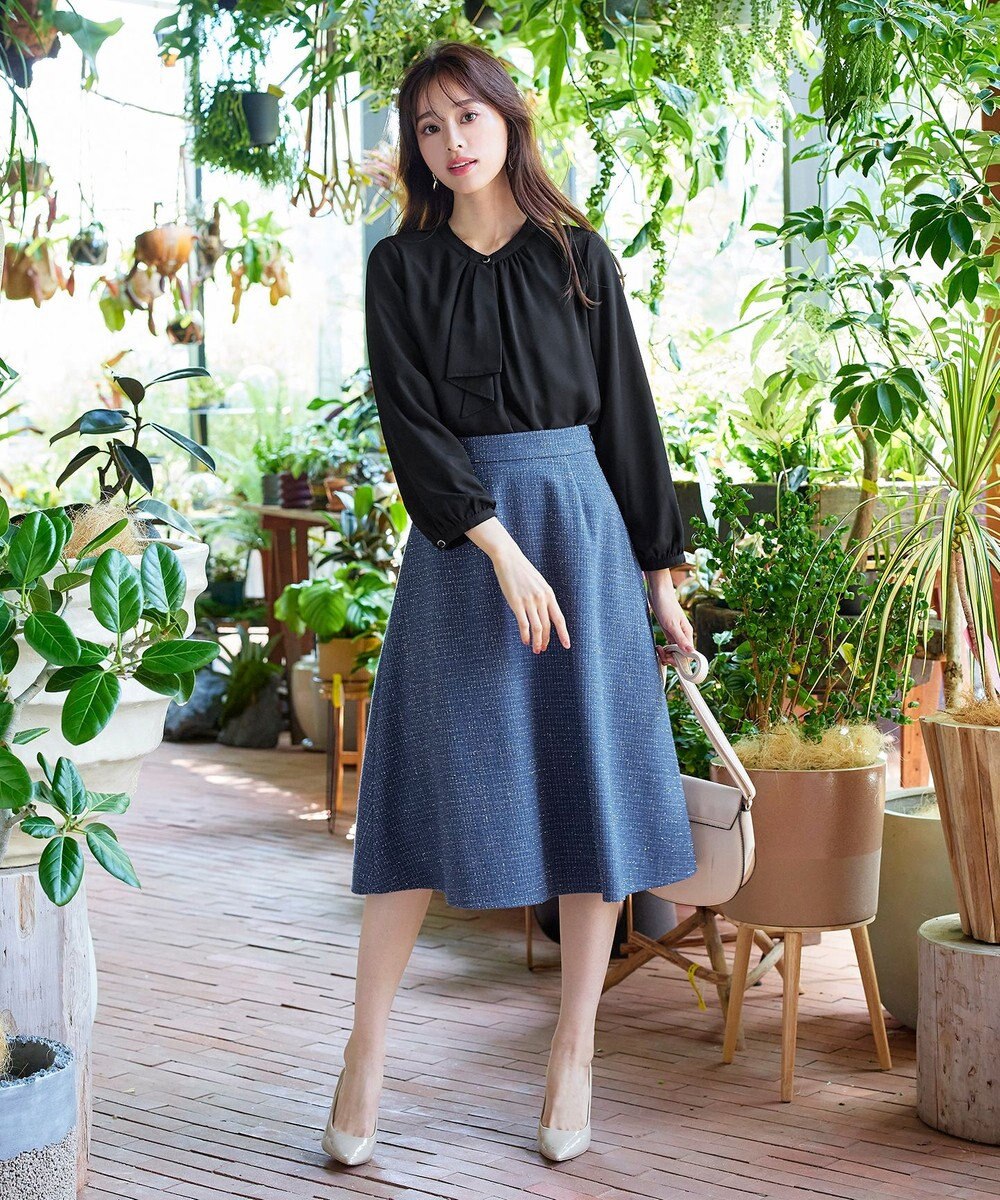 Tiaclasse ラメツイードAラインフレアスカート 