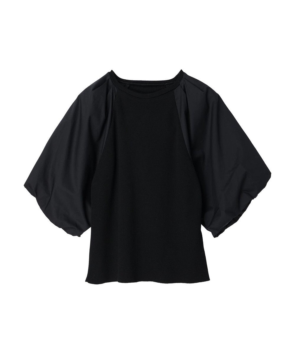 Green Parks armonia．袖布帛ニットプルオーバー 