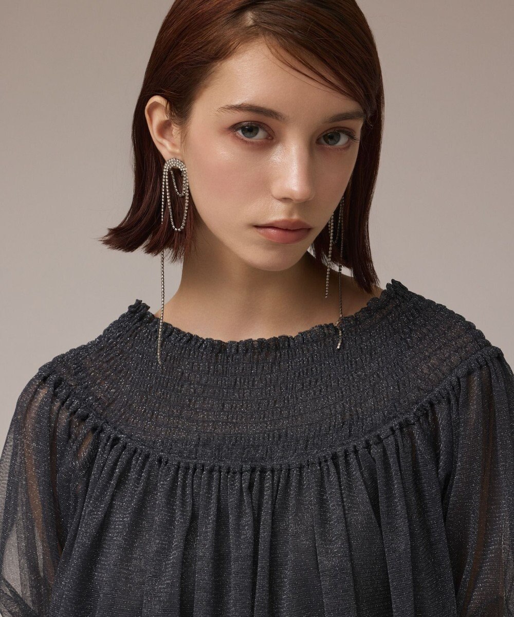 GRACE CONTINENTAL チュールシャーリングトップ 